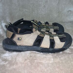 Mens Size 10 Hiking Walking Outdoor Sandals Open‎ Weave Tan Black Ankle Strap